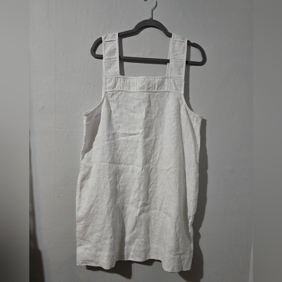 NWT MADEWELL Mini Dress Women Size 14 Embroidered Tank Linen Crisp White Pockets - Picture 8 of 8